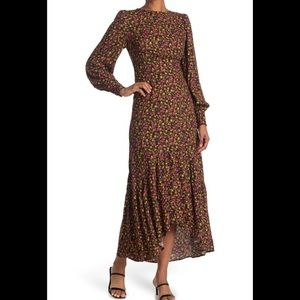 AFRM Gilda Back Cutout Dress In Noir Fall Ditsy size large NWT